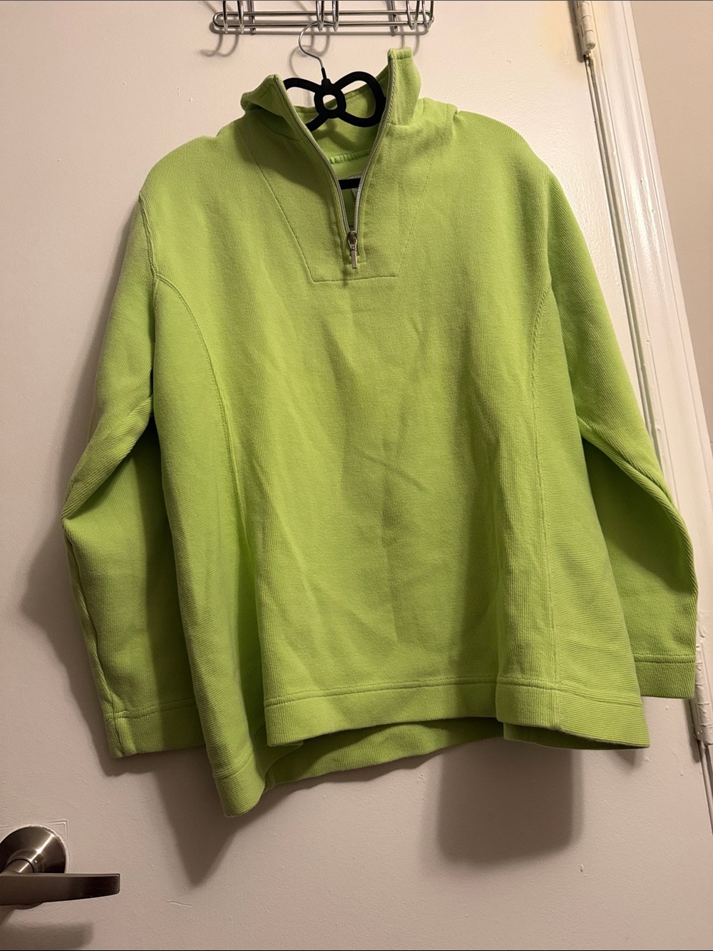 Women's Lime Green Half-Zip Pullover Sweatshirt